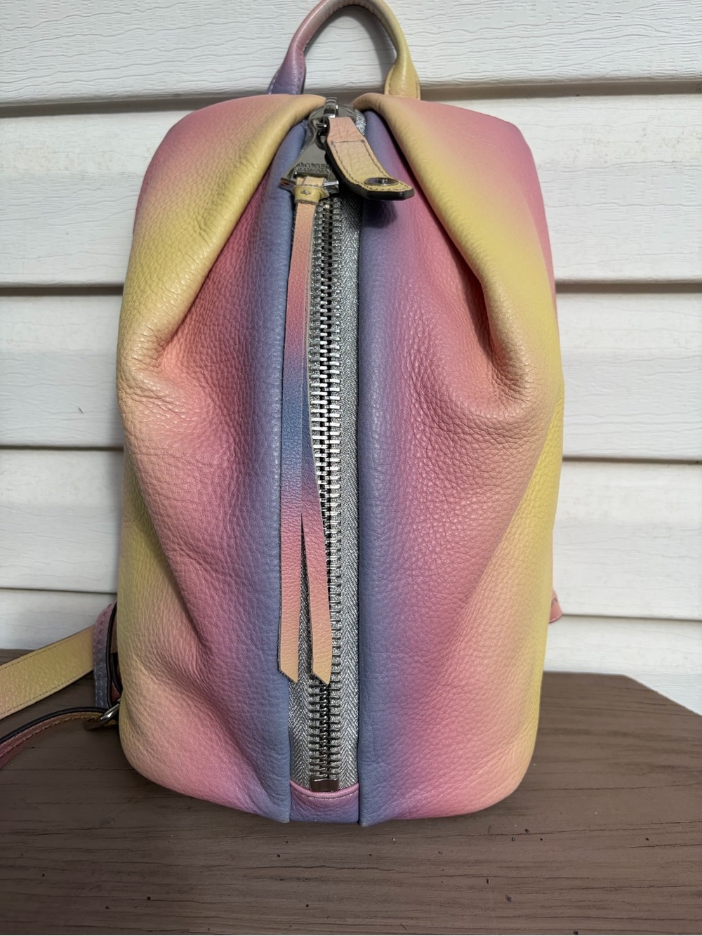 Aimee Kestenberg Pastel Gradient Leather Backpack - Pink Yellow Blue